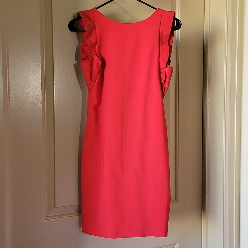Zara Ruffle Sleeve Sheath Mini Dress - Red/ Medium